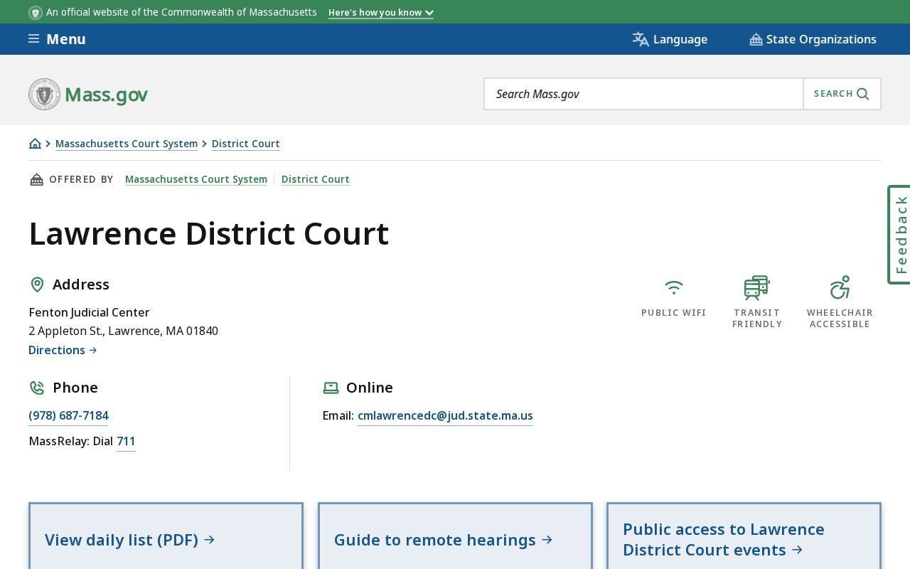 Lawrence District Court page for Lawrence warrant records