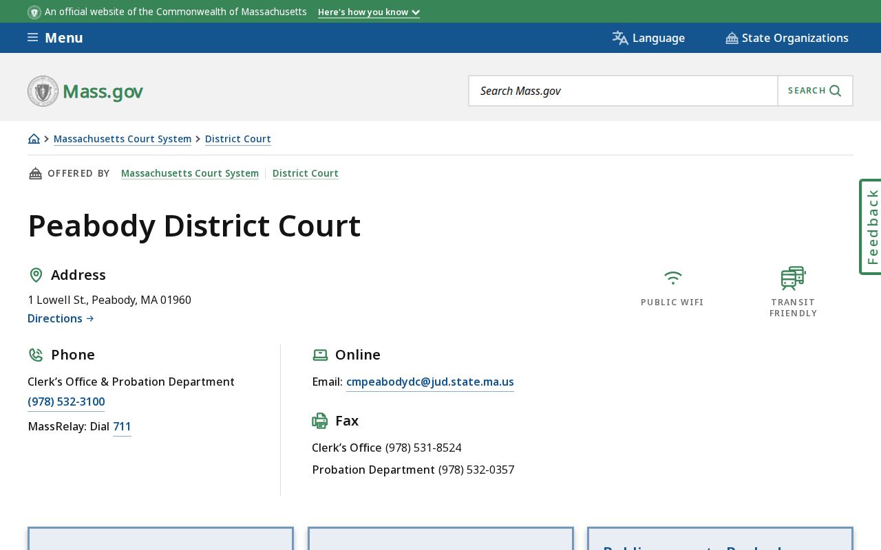 Peabody District Court page for Peabody warrant records