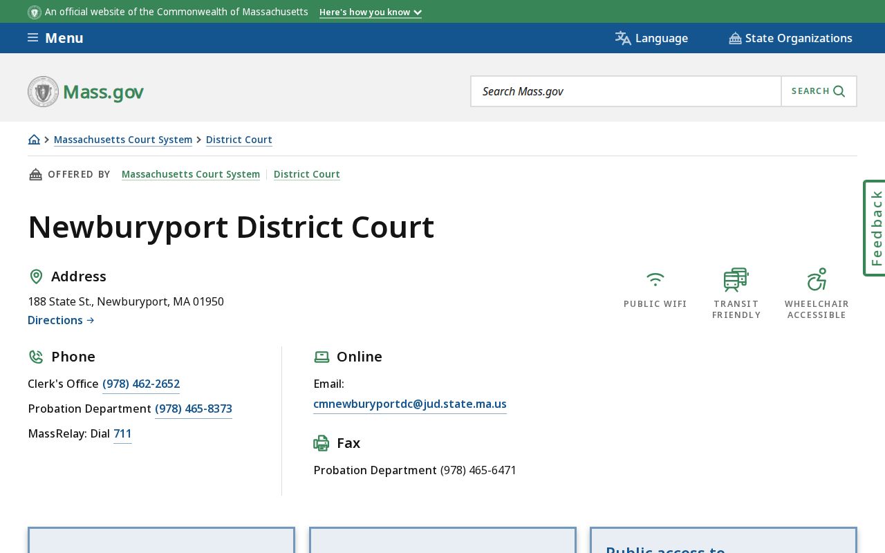 Newburyport District Court page for Essex County municipal warrant records
