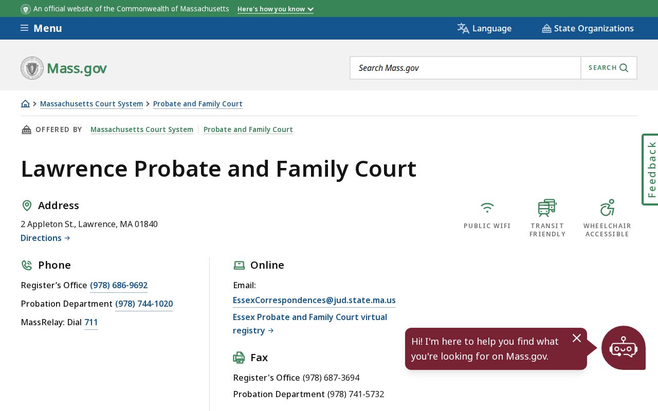Lawrence Probate and Family Court page for Essex County arrest warrant records