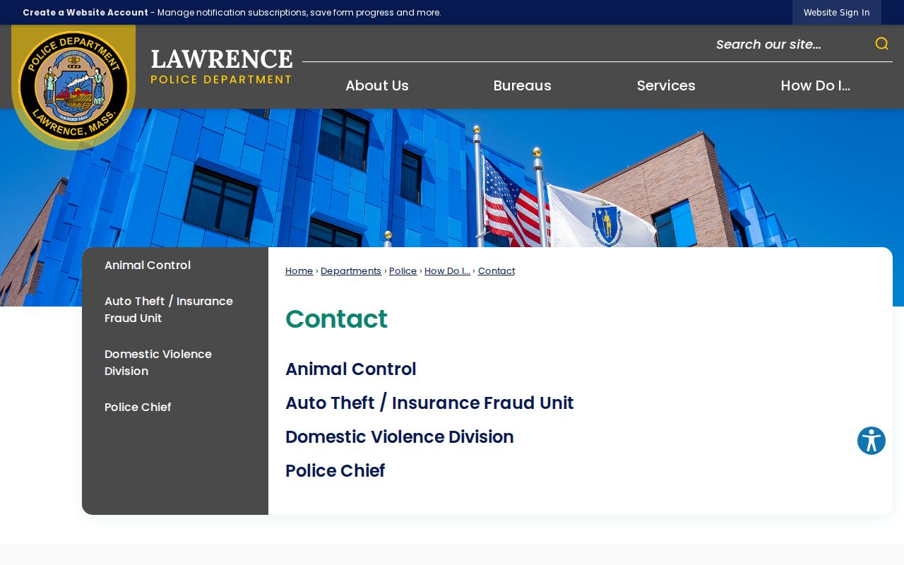 Lawrence Police Department contact page for Essex County most wanted records