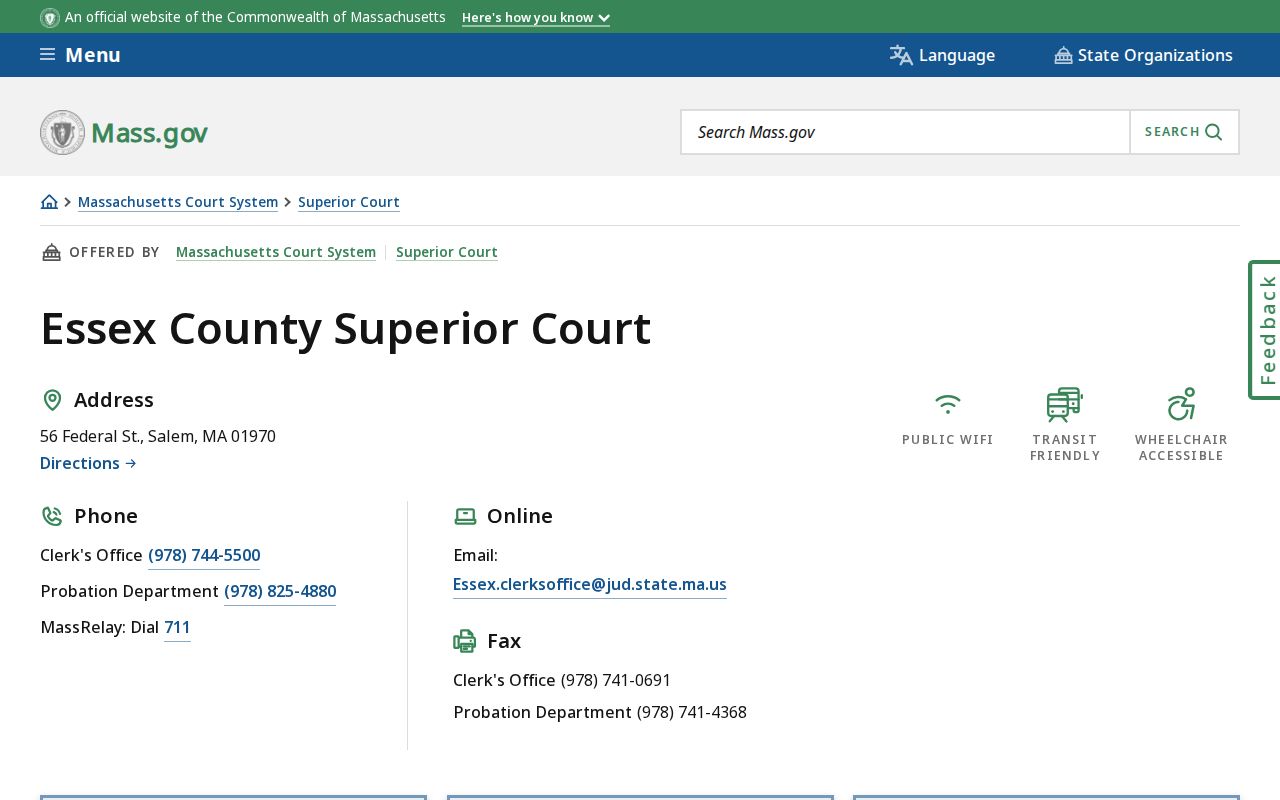 Essex County Superior Court location record for Essex County warrant records